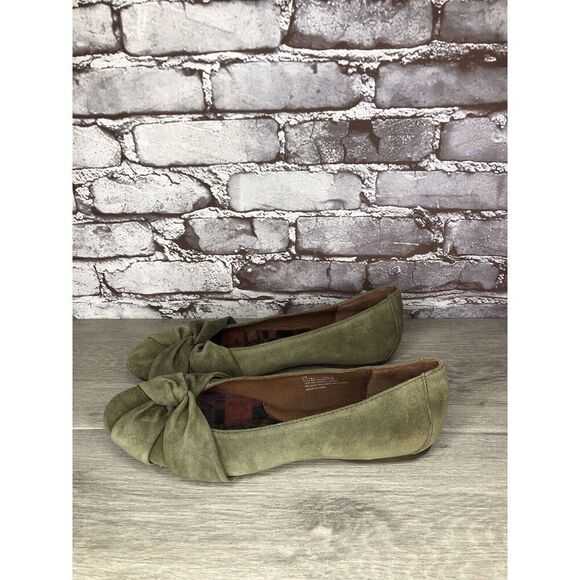 Born Lily Green Suede Leather Knot Ballet Flats Shoes Women’s Sz 11M US/42EU - Picture 1 of 16
